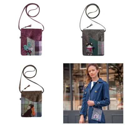 Earth Squared Fair Trade Tartan Tweed Sling Cross body Bag Various Designs