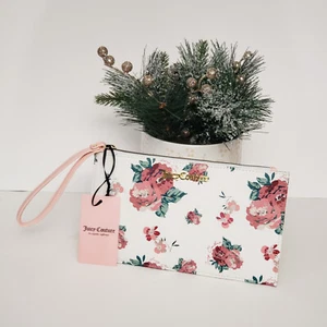 Juicy Couture Wristlet White Rose Zippered Up $45 NWT - Picture 1 of 4
