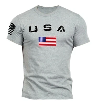 Nueva Camiseta Para Hombre Bandera de Estados Unidos Patriótica Americana 100% Algodón Foto 1 de 2