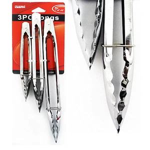 3 Pcs Mult-Purpose Metal Tongs Kitchen Grill Salad Cooking Serving 7" 9" 12" AD3 - Picture 1 of 1