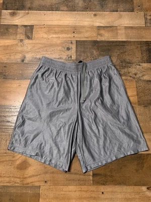 Shorts de basquete masculino vintage iniciante cinza médio deslumbrante brilhante cordão - Imagem 1 de 4