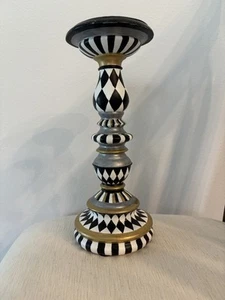 Vintage Kerzenständer schwarz kariert Kerzenhalter 12”x5” - Bild 1 von 4