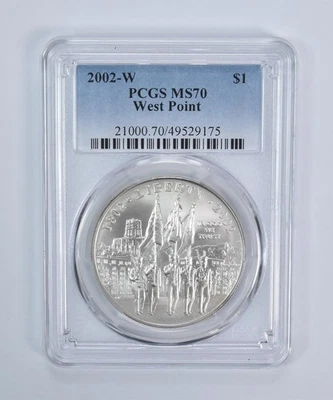 2002-W West Point Commemorative Dollar MS70 PCGS Blue Label *0239 - Image 1 of 4