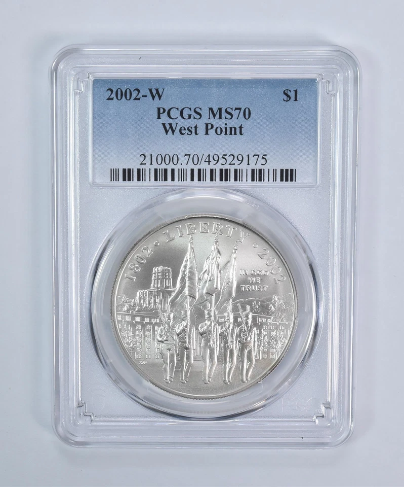 2002-W West Point Commemorative Dollar MS70 PCGS Blue Label *0239 - Image 1 of 4