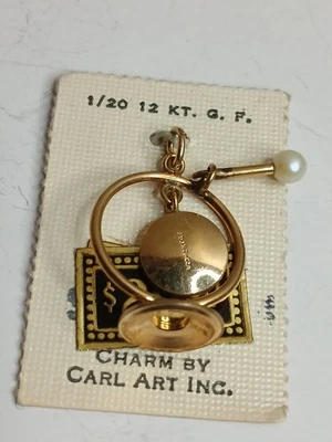 Nuevo de Lote Antiguo 1970 Pulsera Gong Dije Por Carl Art Inc. 1/20 GF 12k Foto 1 de 4