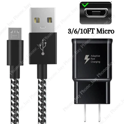 Adaptador Cargador Rápido Micro 3/6/10FT USB Cable de Carga para Samsung Android Foto 1 de 4