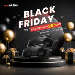 2X FODSPORTS FX10C Bluetooth Mesh Intercom Motorcycle Headset 50 Riders Speakers - Picture 1 of 16