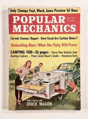 1965 May POPULAR MECHANICS Indianapolis 500 PIVOT-WING JETS Caber Toss BBQ CAR  - Image 1 of 4