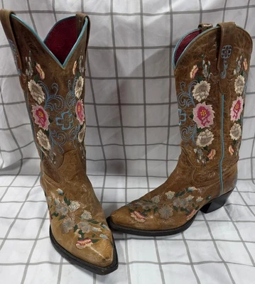 Botas occidentales Macie Bean para mujer de cuero rosa jardín marrón talla 9M Foto 1 de 4