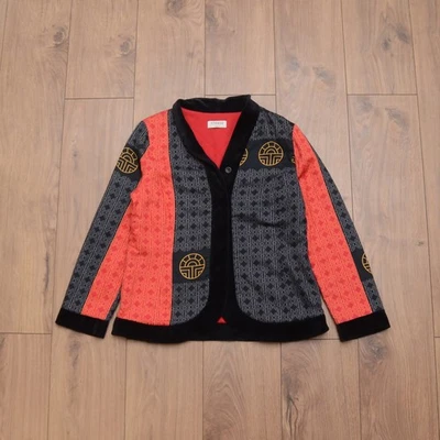Féraud Paris Womens Jacket UK 12 Asian-Inspired Velvet Trim Blazer Retro Pattern - Image 1 of 4
