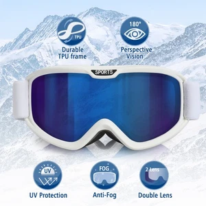 Ski Goggles Pro, Magnetic Snow Goggles UV Protection Interchangeable Lens White - Picture 1 of 16