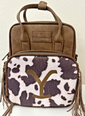 Bolso Bandolera Yellowstone Dutton Ranch Bolso con Hebilla Estampado de Vaca Foto 1 de 4