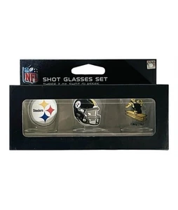 Pittsburgh Steelers NFL 2oz Shot Glasses Set 3 Pack NEW - Picture 1 of 12