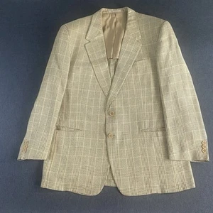Ermenegildo Zegna Mens Jacket Linen Blend Check Made in Switzerland Ch 44" READ - Picture 1 of 23
