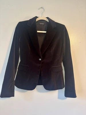 Chaqueta Blazer Tahari Negra Terciopelo Un Botón Manga Larga Talla 4 Botones Metálicos Foto 1 de 4