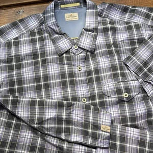 Tommy Bahama Shirt Mens 2XL Purple Black Plaid Camp Button Short Sleeve Pocket - Picture 1 of 7