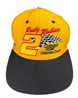 De colección Rusty Wallace #2 NASCAR Miller Genuino Borrador Snapback Sombrero Imagen Funciona Foto 1 de 4