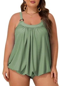 Aleumdr Plus Size Tankini Swimsuit for Women Two Piece Tummy Control Bathing ... - Picture 1 of 7