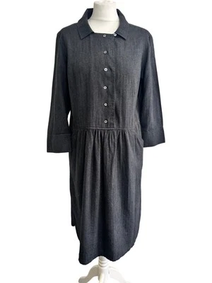 Vestido Camisa Poesía Gris Midi Mezcla Algodón Lana Reino Unido 14 Informal Foto 1 de 4