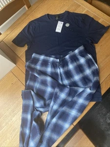 New Look Men's Blue Sleep Wear. Short Sleeved T Shirt And Long Trousers - Picture 1 of 9