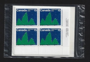 Canada Stamps — Set of 4 inscription Blocks — 1975, Christmas Trees #679 — MNH - Picture 1 of 1