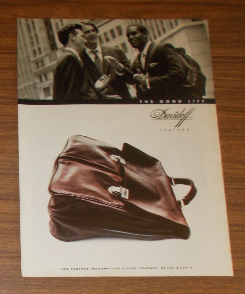 Seltene Werbung DAVIDOFF Leather - The good Life - Ledertasche 1996 - Bild 1 von 1