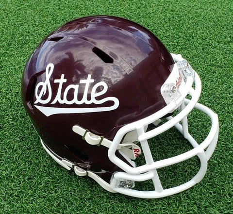 MISSISSIPPI STATE BULLDOGS "State" 2022 MAROON SPEED FOOTBALL MINI HELMET +VISOR Cover
