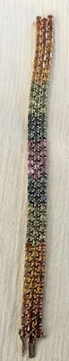 Exquisite Multi Color SAPPHIRE 7.5" Tennis Bracelet 925 Silver w/108 sapphires!! - Image 1 of 4