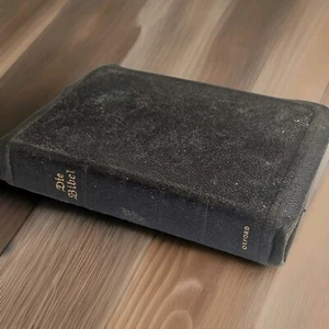 DIE BIBEL ANTIQUE LEATHER BOUND GERMAN BIBLE OXFORD HEILIGE SCHRIFT FINE PAGE ED - Picture 1 of 12