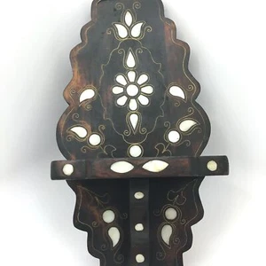Ethnic Indian Home Decorative Wooden Hand Carved Wall Shelf / Wall Hanging - Picture 1 of 7