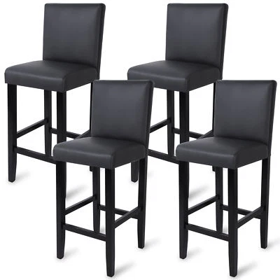 Barhocker Tresenstuhl 4er Set Barstühle mit Lehne Massivholz Grau BH21gr-4 - Bild 1 von 4