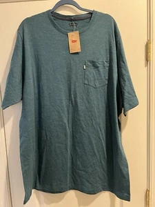 Levi's New Tee Shirt Men's 2XL Green Pocket Front  Short Sleeve V-Neck Pullover - Picture 1 of 3