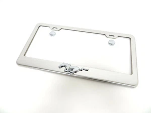 (1) 3D "HORSE" Emblem STAINLESS STEEL Chrome License Plate Frame PONY - Picture 1 of 2
