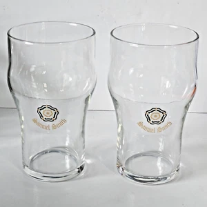 Lot of 2 Samuel Smith 10oz Beer Glasses Brewery Black & Gold Logo 5" Tall - Picture 1 of 5