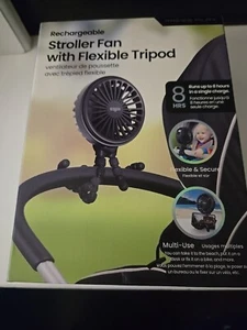 Rechargeable Portable Stroller Fan with Flexible Tripod Clip On, 3 Speeds. - Picture 1 of 5