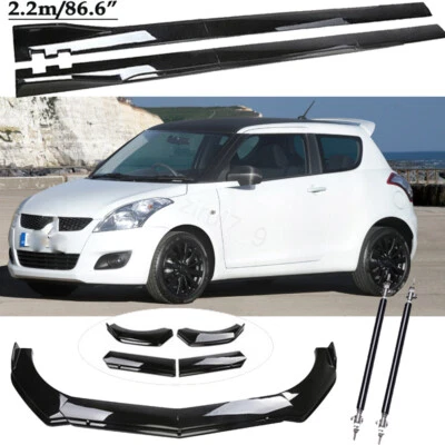 Front Bumper Lip Spoiler Splitter 86.6" Side Skirt Rods For Suzuki Swift Dezire Foto 1 de 4