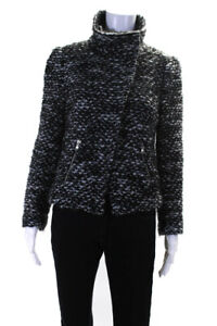 Rebecca Taylor Womens Thick Knit Long Sleeved Blazer Jacket Black Gray Size 4