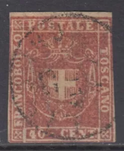 ITALIA - TOSCANA 1860 - n.21 - 40 céntimos. carminio - Imagen 1 de 2