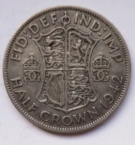 1942 George VI Half Crown 50% Silver. UK FAST POST! - Picture 1 of 2