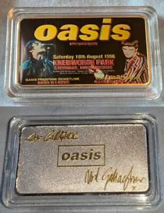 Oasis Concert Ticket Gold Silver Bar Signed Liam Gallagher 90s Retro Indie Music - Picture 1 of 24