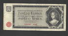 50 Kronen Fine  Banknote From German Occupied Bohemia 1940  Pick-5