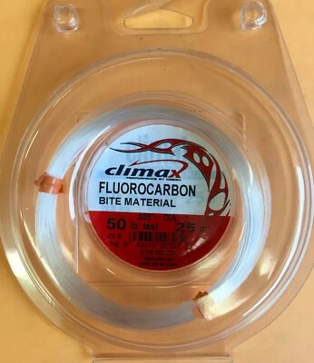 Material de mordida de fluorocarbono Climax 50 lb-60 lb-80 lb-25 metros u 82 pies Foto 1 de 3