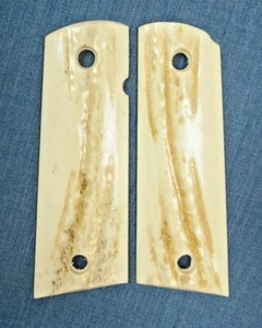 1911 REAL ELK STAG MED BROWN COLOR GRIPS FULL SIZE FITS COLT S&W & CLONES - Picture 1 of 7