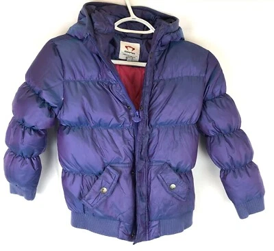 Abrigo acolchado Appaman púrpura/rosa para niña, talla 8, capucha interior rasgado Foto 1 de 4