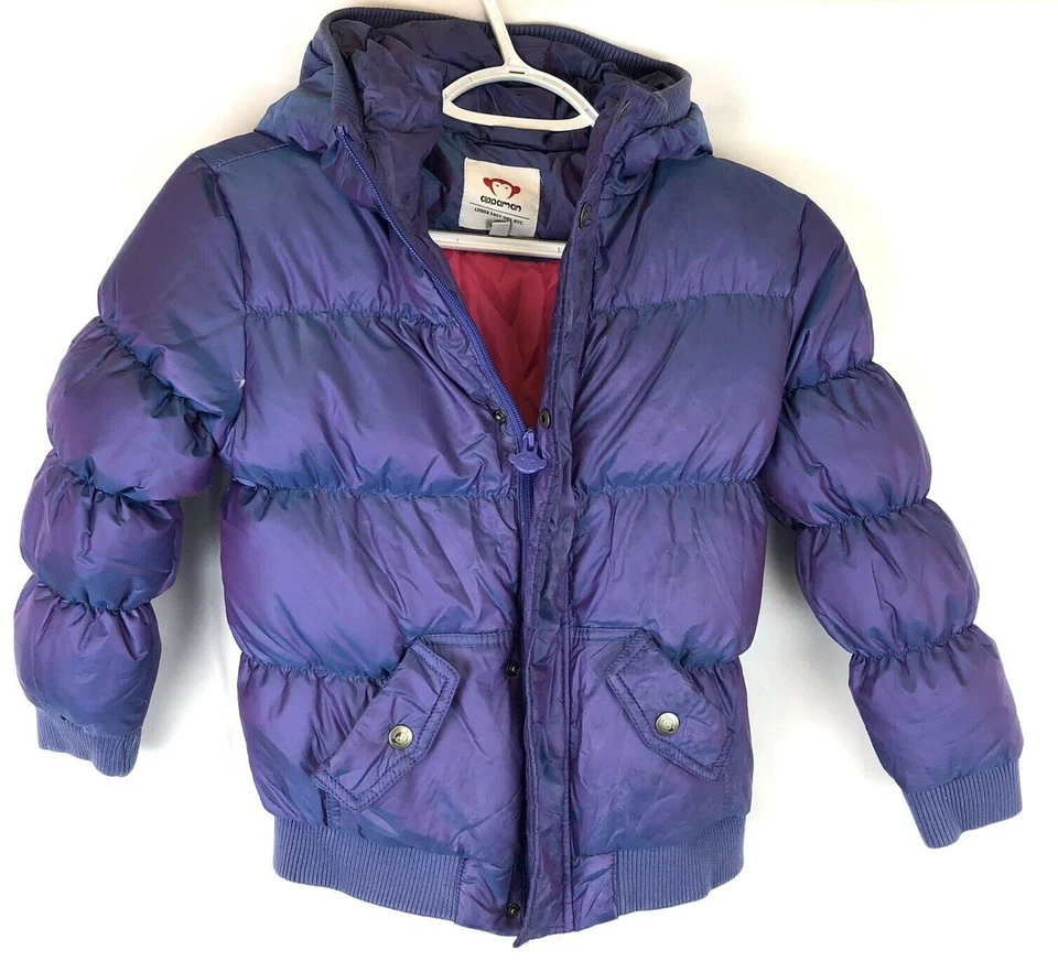 Appaman девочки фиолетовый/розовый стеганый пальто, размер 8, разрыв на внутренней стороне капюшона - Изображение 1 из 4