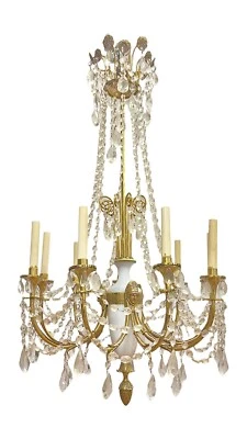 Antique French Empire Style Gilt Bronze and Opaline Glass Chandelier - Image 1 of 4