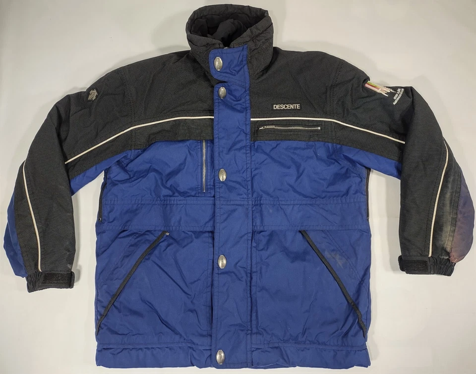 Descente Coat L Hooded Vented 2000 DLJ Direct American Ski Classic Blue Black - Image 1 of 4