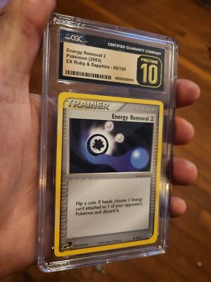 (POP 1) CGC 10 PRISTINE 2003 Pokemon ex Ruby & Sapphire 80 Energy Removal 2 - Image 1 of 4