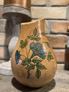 Vaso zucca bruciata e dipinta arte popolare - Foto 1 di 7