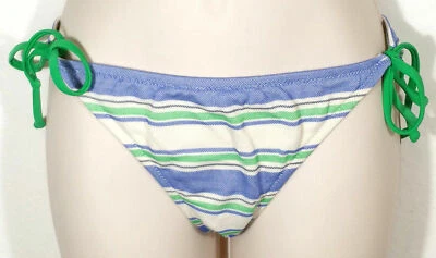 J. Traje de baño con parte inferior de bikini talla pequeña Crew para mujer corbatas tela texturizada a rayas Foto 1 de 4